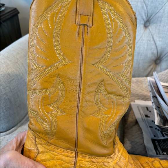 JE-VER Crocodile Alligator Cowboy Boots Gold - Picture 7 of 9